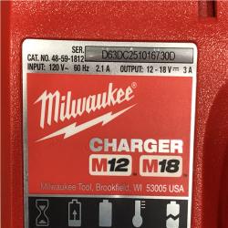 AS-IS Milwaukee 48-59-1812 M12 or M18 18V and 12V Multi Voltage Lithium Ion Battery Charger w/ Onboard Fuel Gauge