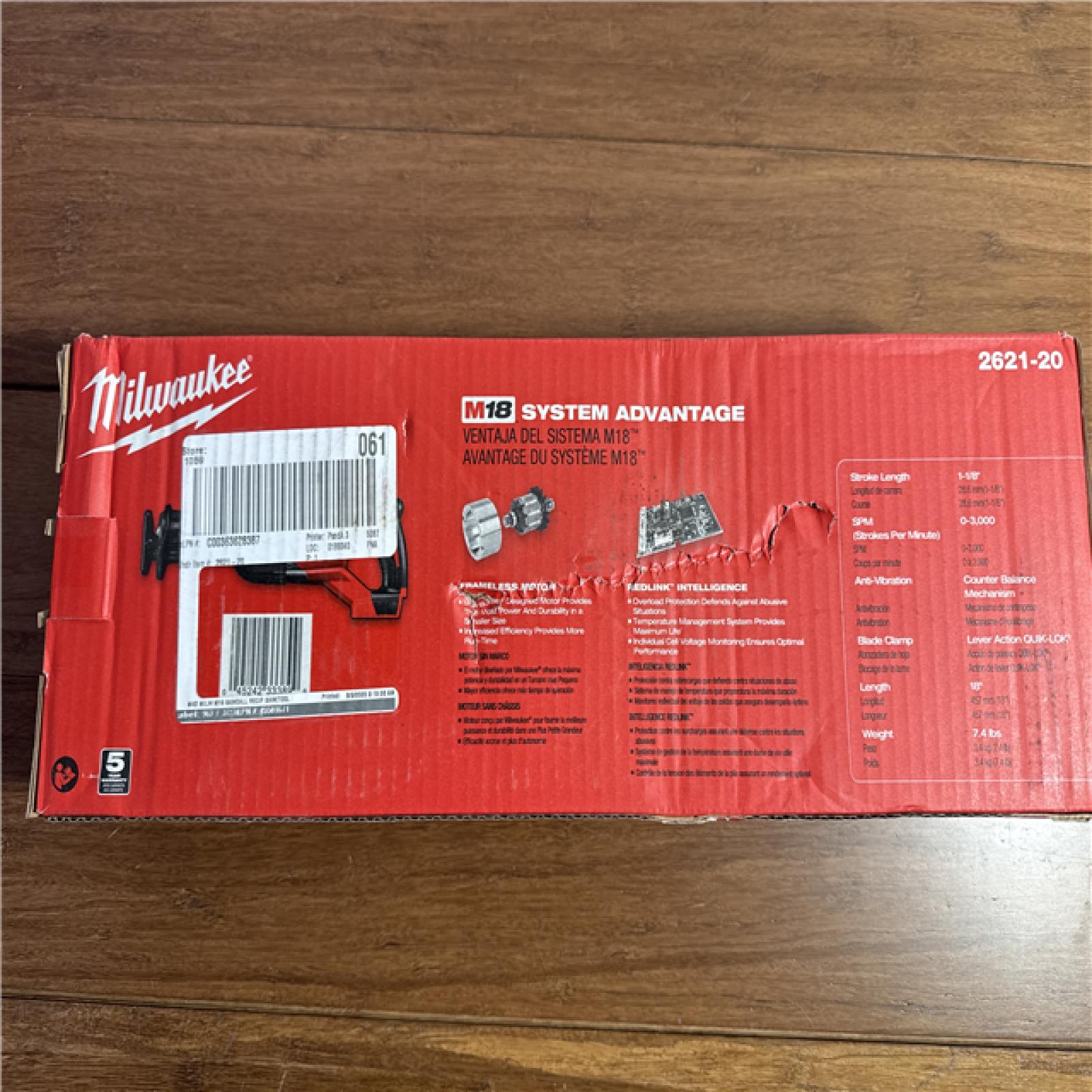 California NEW Milwaukee Sawzall M18 Cordless Recip Saw (Tool Only)