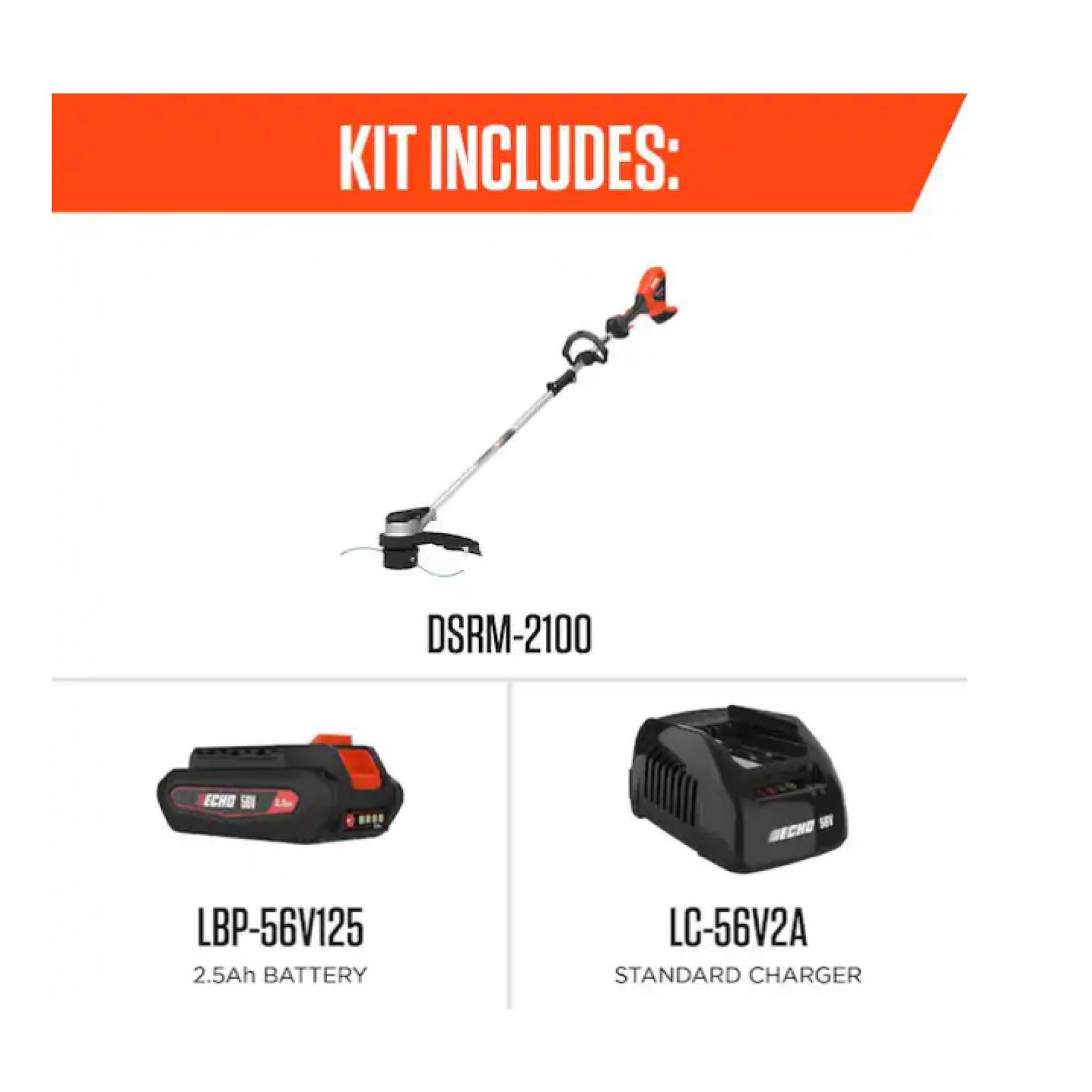 DALLAS LOCATION- NEW!- ECHO 56V 16 in. Brushless Cordless Battery Straight Shaft String Trimmer with Speed-Feed Head and 2.5Ah Battery and Charger (4 UNITS)