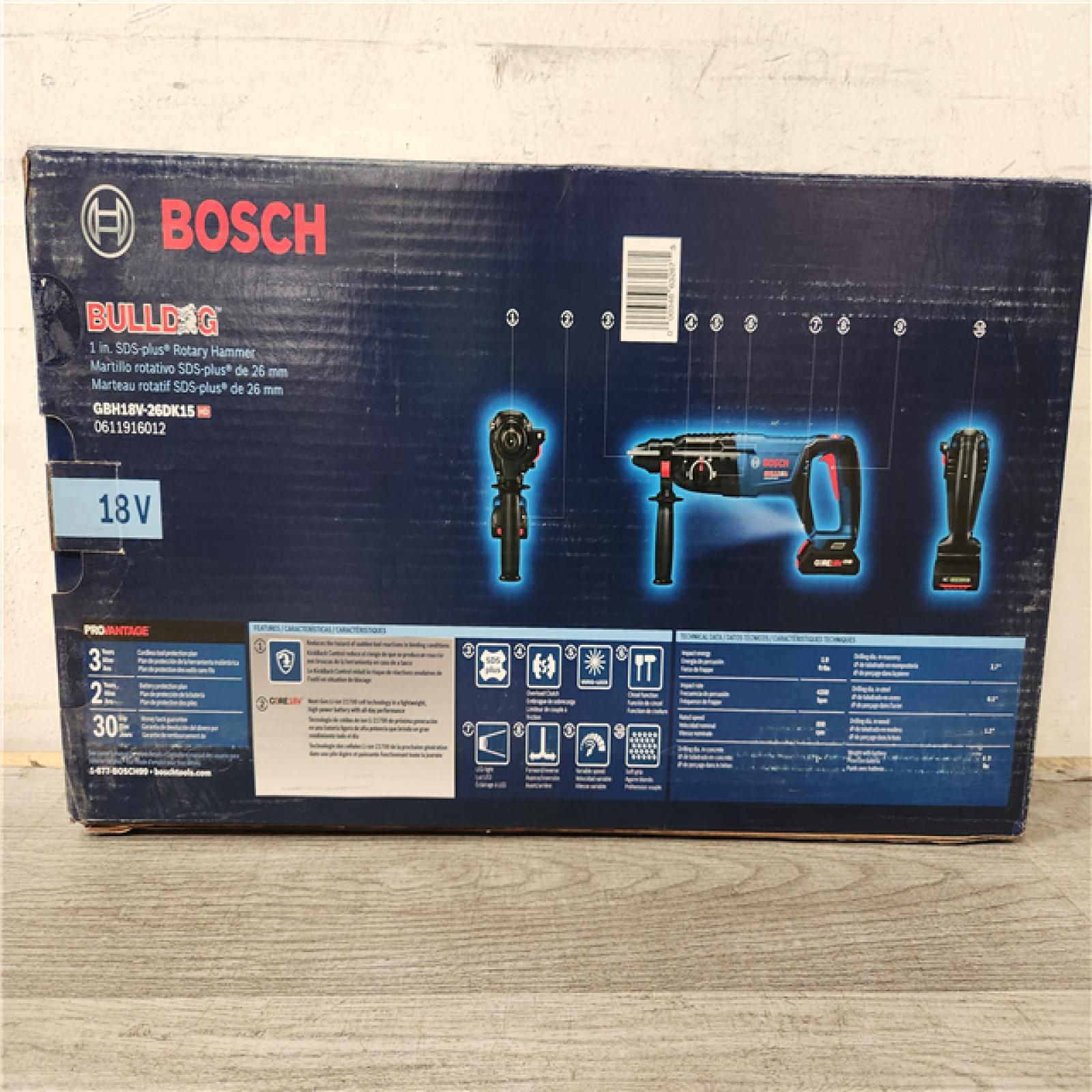 Phoenix Location NEW Bosch Bull Dog 1in SDS-Plus Rotary Hammer With Battery and Charger