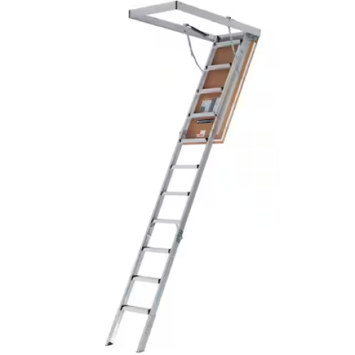 DALLAS LOCATION- AS-IS LOUISVILLE Insulated Aluminum Attic Ladder 7.8 FT-10.3 FT