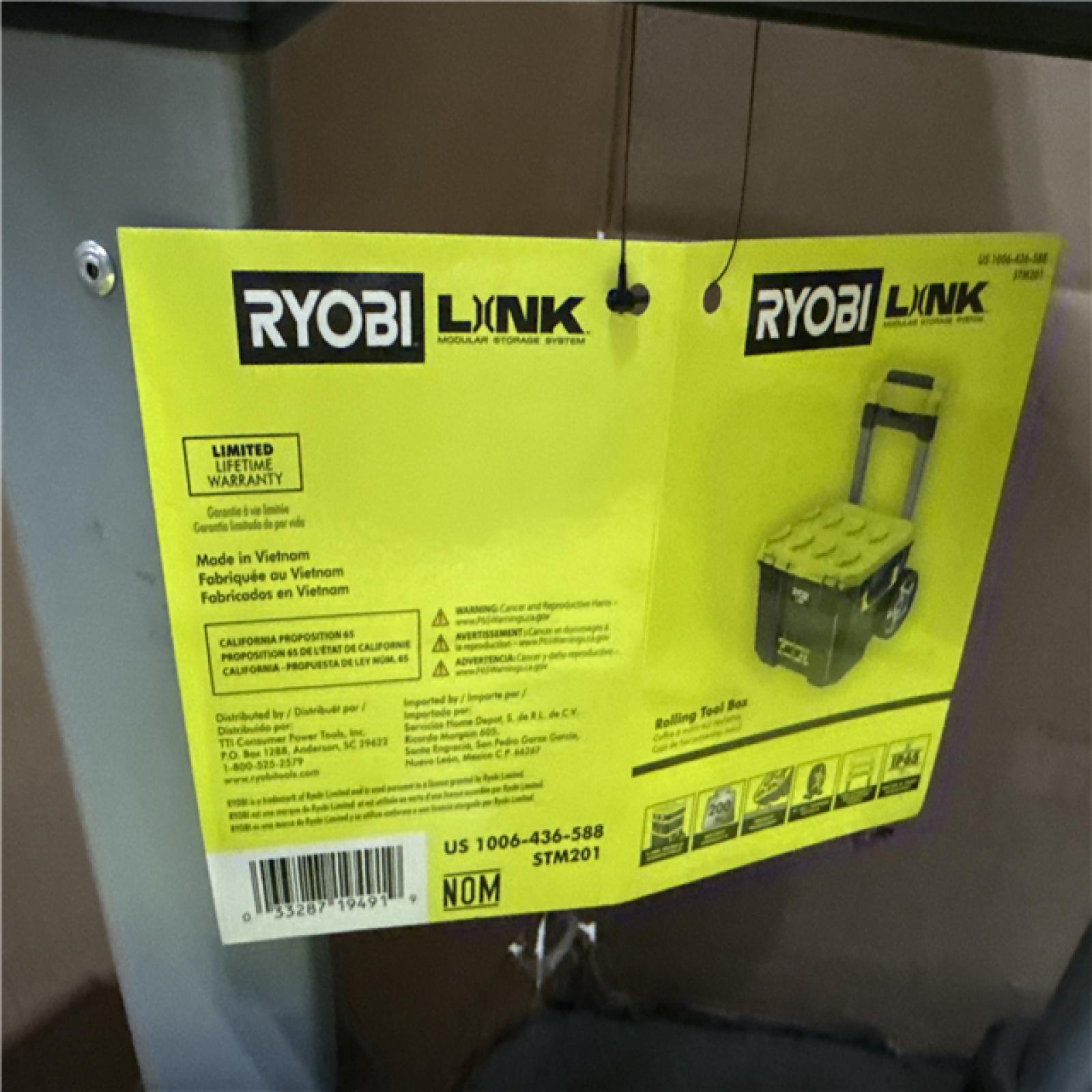 California AS-IS Ryobi Link Rolling Tool Box; Appears in Excellent Condition (No Tools)