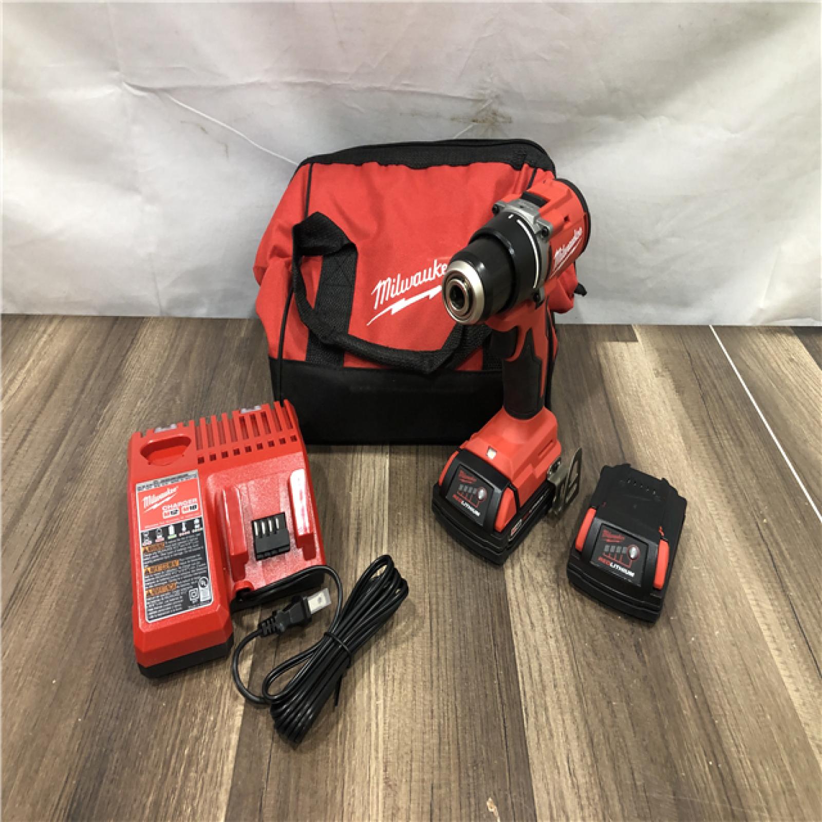 AS-IS Milwaukee 18V Lithium-Ion Brushless Cordless 1/2 in. Compact Drill/Driver Kit