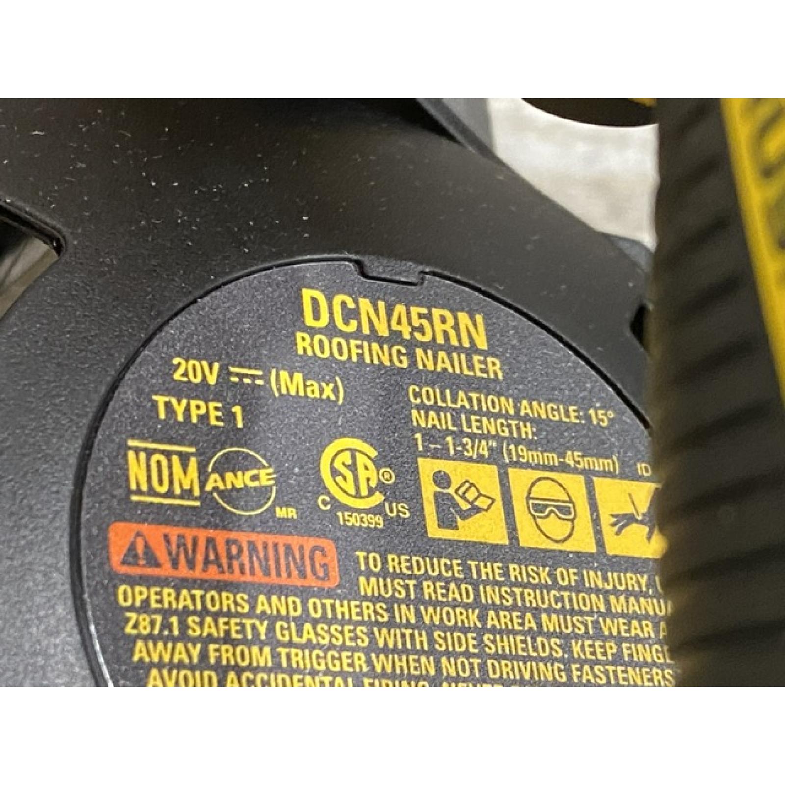 AS-IS DEWALT 20V MAX Lithium-Ion 15-Degree Electric Cordless Roofing Nailer Kit