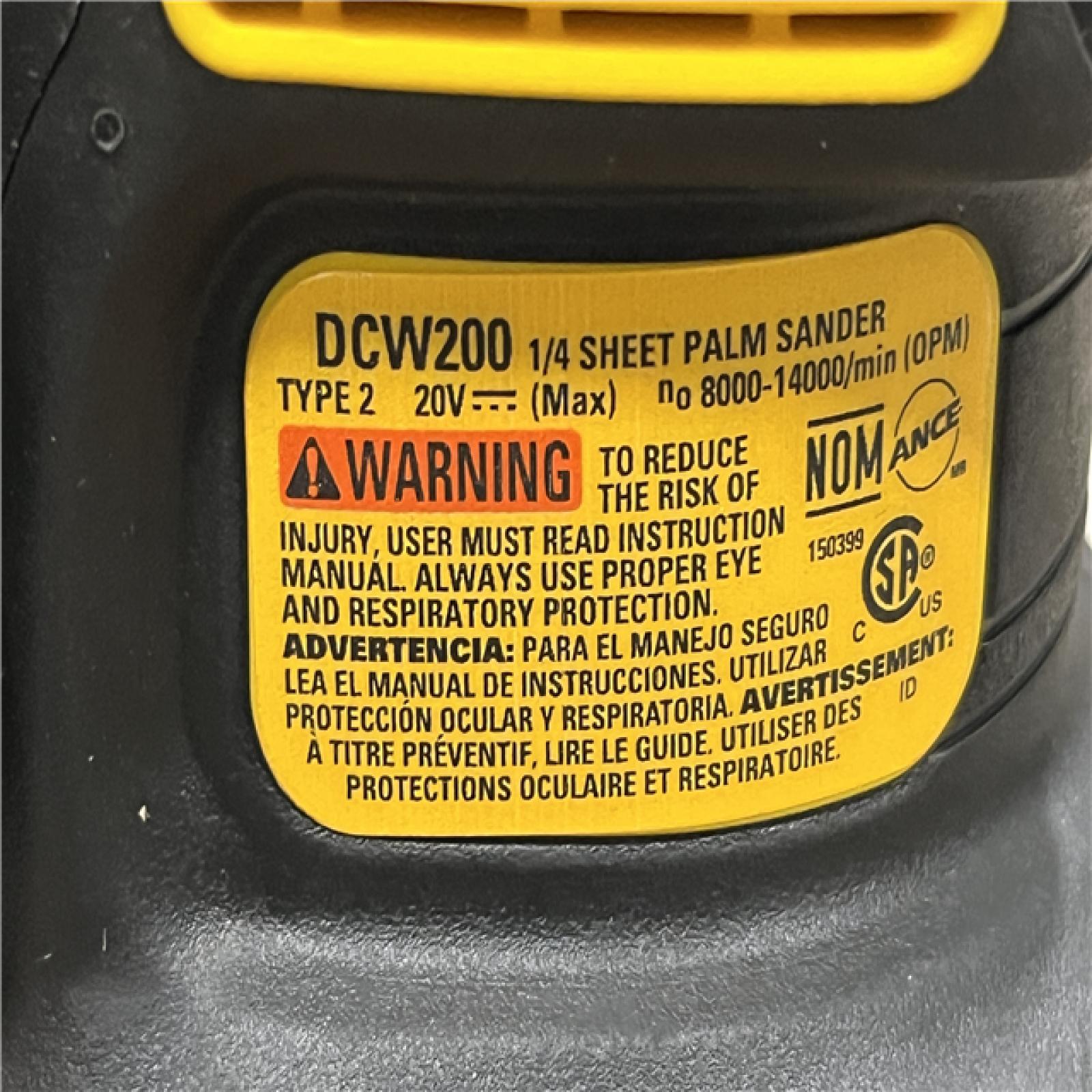 AS-IS DEWALT 20V MAX XR Cordless Brushless 1/4 Sheet Variable Speed Sander (Tool Only)