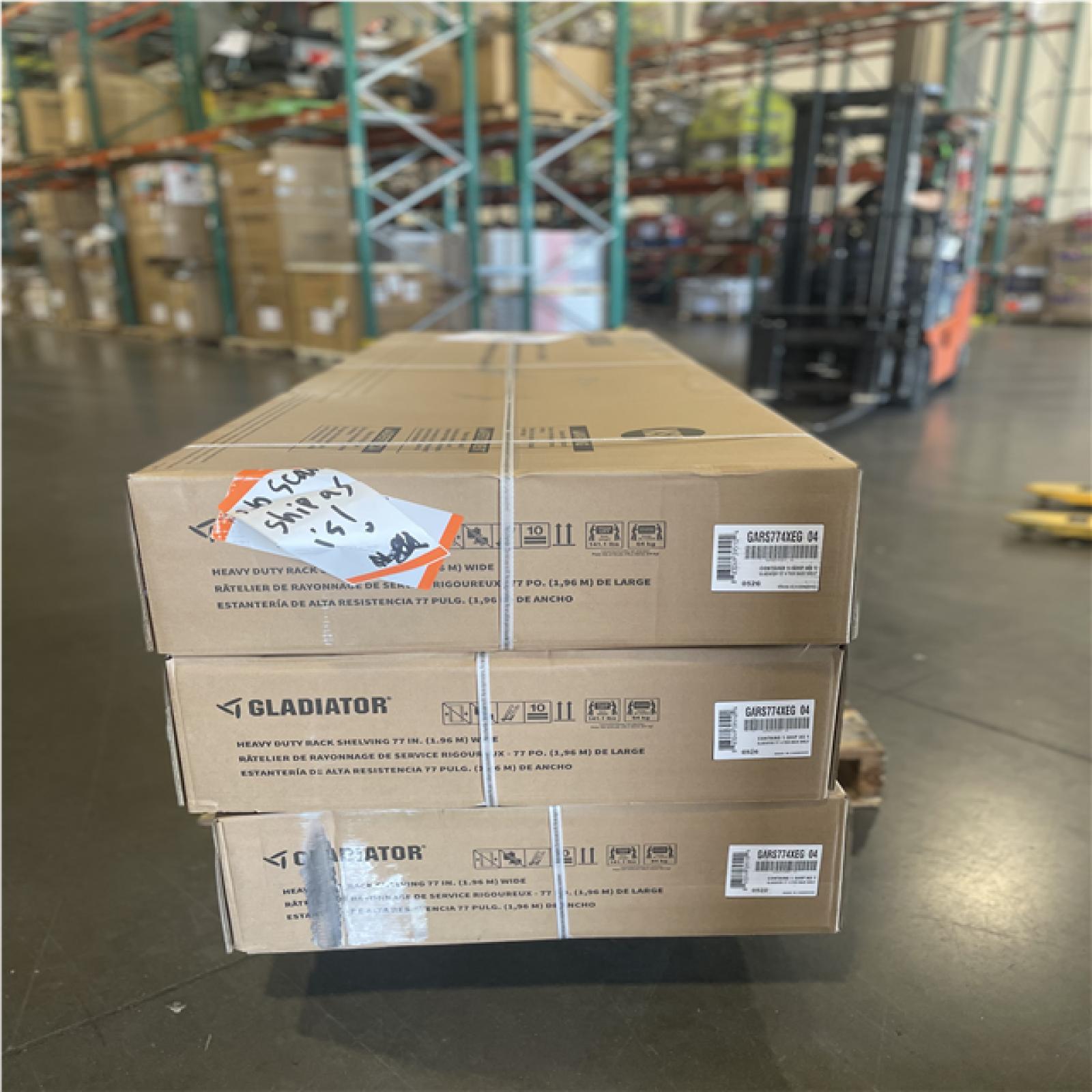 DALLAS LOCATION- GLADIATOR 4-Tier Industrial Duty Welded Steel Garage Storage Shelving Unit PALLET (3 UNITS)