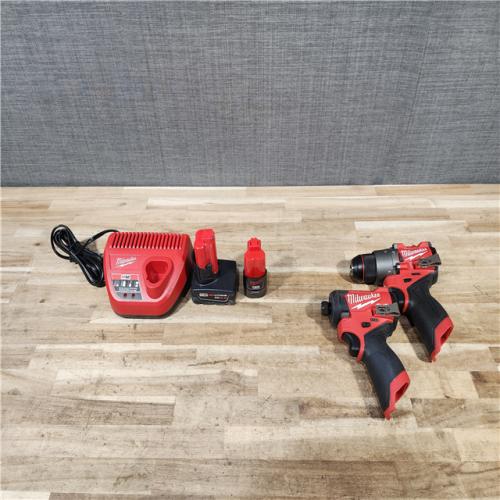 HOUSTON LOCATION - AS-IS Milwaukee FUEL 12-Volt Lithium-Ion Brushless Cordless Hammer Drill and Impact Driver Combo Kit