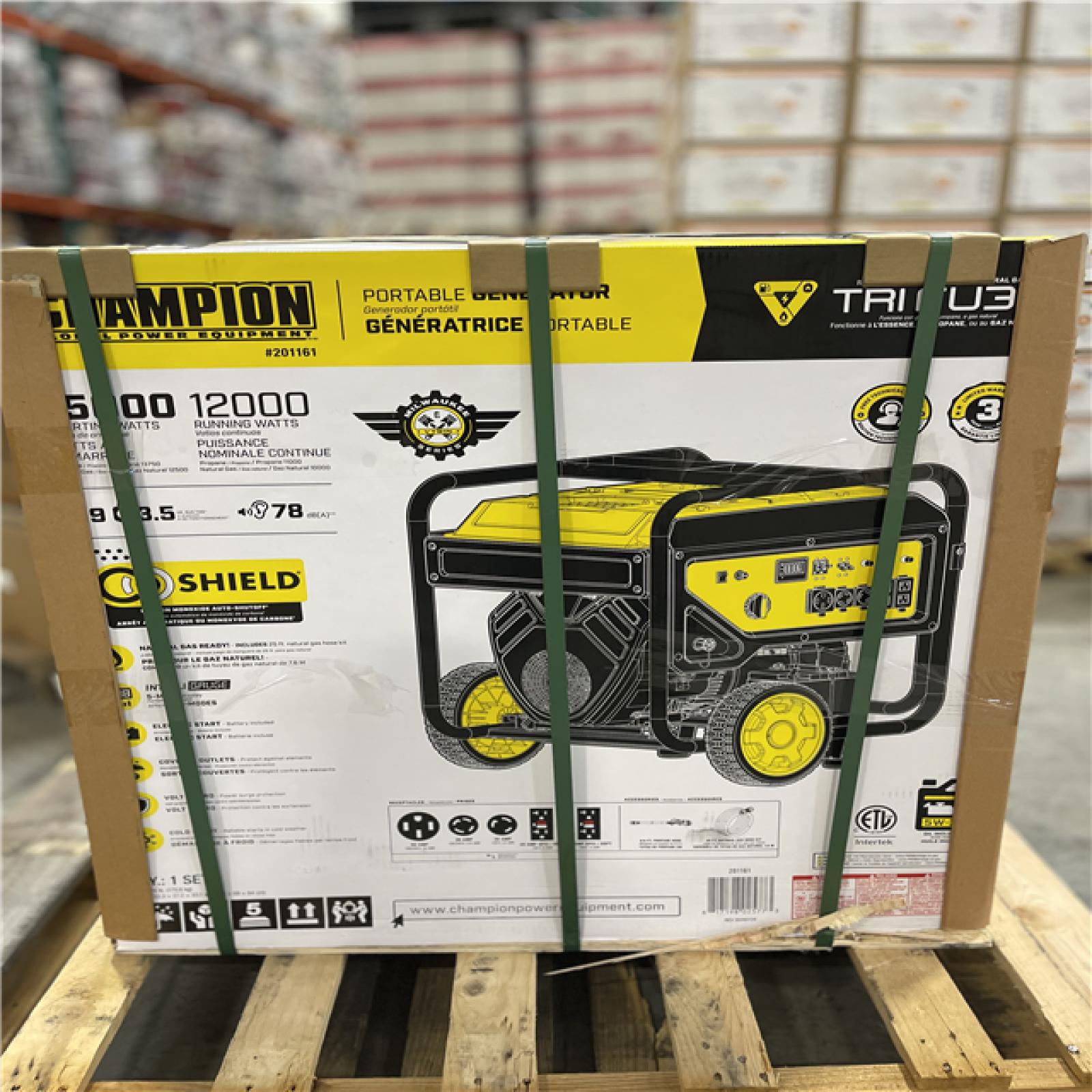 DALLAS LOCATION- NEW!- Champion 15 000/12 000-Watt Electric Start Tri-Fuel Portable Generator