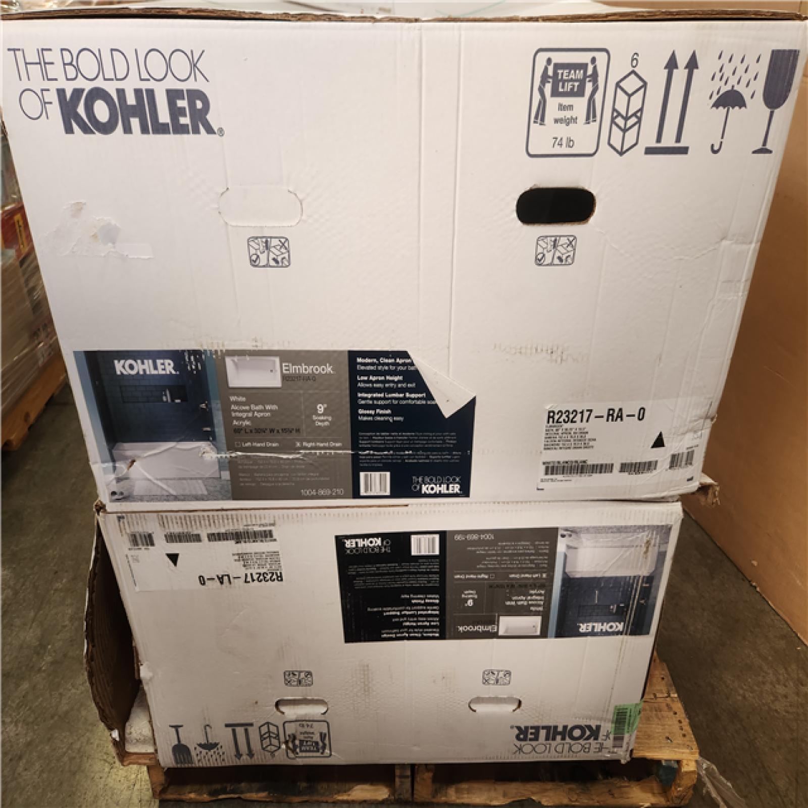 Phoenix AS-IS 2 KOHLER Elmbrook 60 in. x 30.25 in. Soaking Bathtub with Right-Hand Drain in White