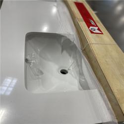 DALLAS LOCATION - Home Decorators Collection Danby 60 in. Double Sink Platinum Oak Bath Vanity with White Engineered Marble Top (Assembled)