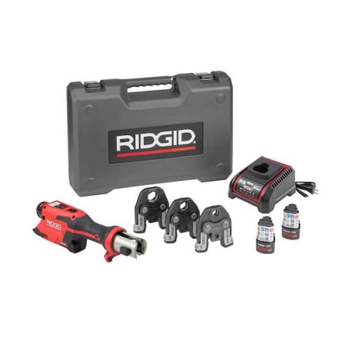 Phoenix NEW RIDGID RP 251 Stainless Steel Press Tool Kit Includes 3-ProPress Jaws (1/2  3/4  1 in.)  2-12V Batteries  Charger Plus Case