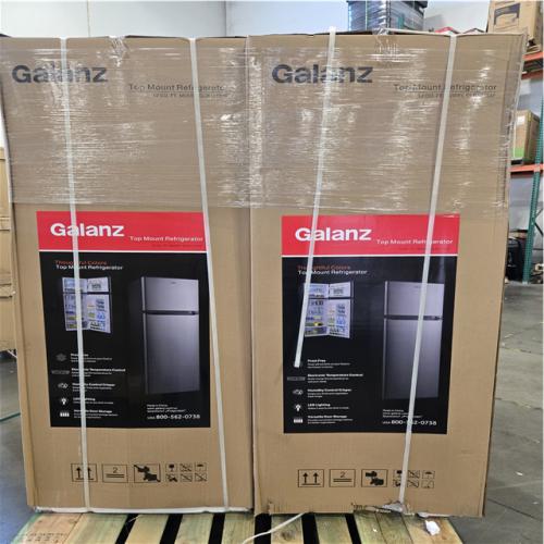 DALLAS LOCATION-Galanz 12 cu. ft. Top Freezer Refrigerator with Dual Door Frost Free in Stainless Steel PALLET-(2 UNITS)