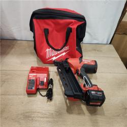 AS-IS- M18 FUEL 18-Volt Brushless Lithium-Ion Cordless 21-Degree Duplex Nailer Kit with 5Ah Battery and Charger