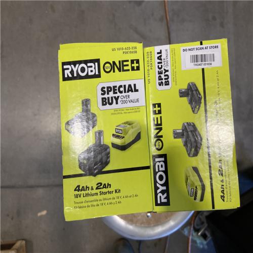 NEW! - RYOBI ONE+ 18V Lithium-Ion Starter Kit with 2.0 Ah Battery  4.0 Ah Battery  and Charger