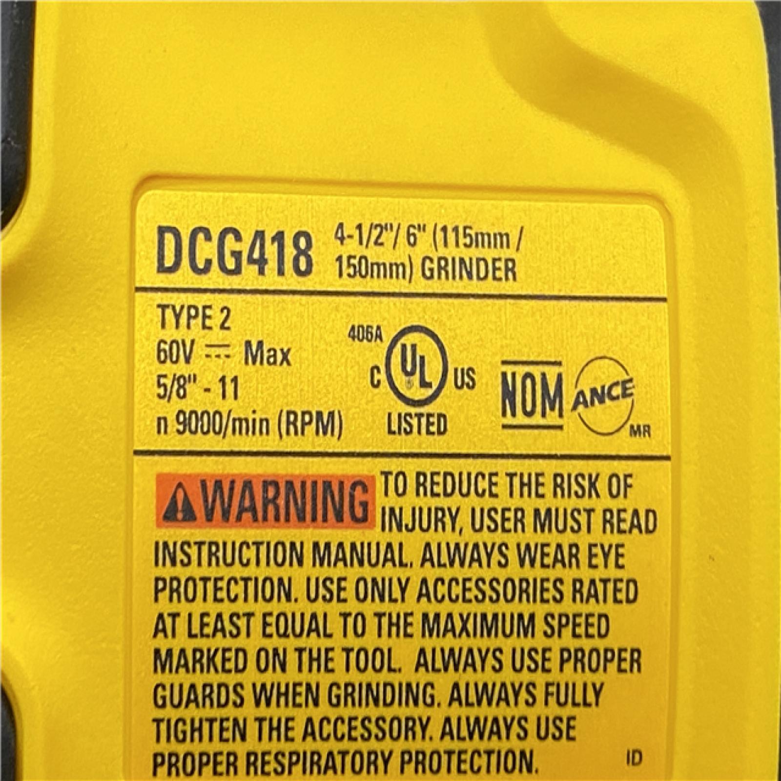 AS-IS DEWALT 60V MAX Cordless Brushless 4.5 in. to 6 in. Small Angle Grinder with Kickback Brake (Tool Only)