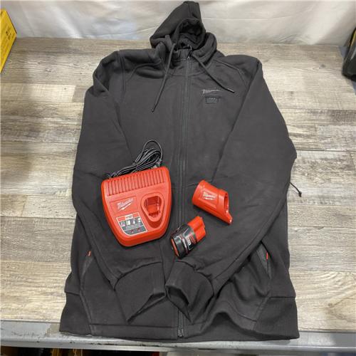 AS-IS  Milwaukee Men's Medium  12-Volt Lithium-Ion Cordless Black Heated Jacket Hoodie Kit
