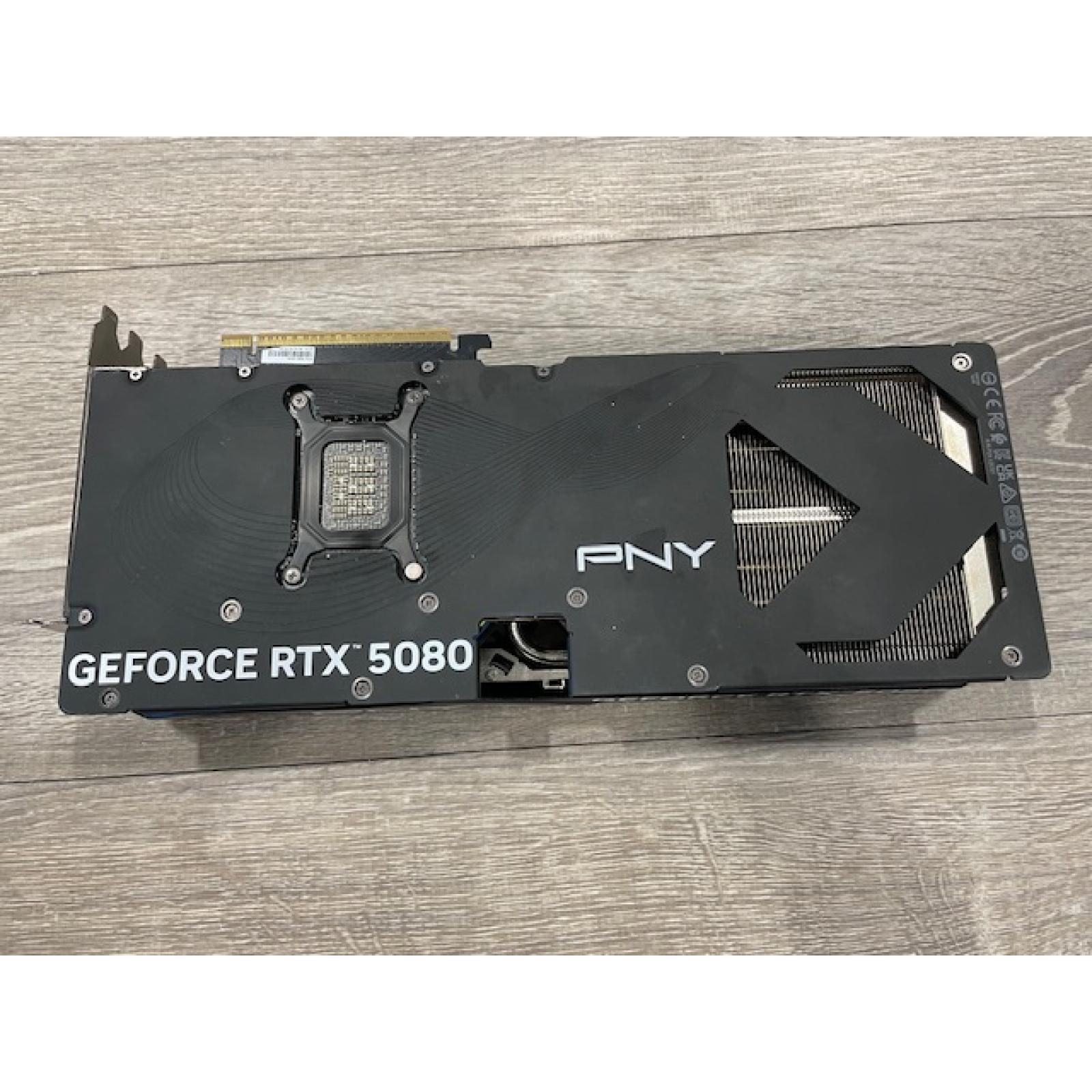 AS-IS PNY - NVIDIA GeForce RTX 5080 Overclocked 16GB GDDR7 PCI Express 5.0 Graphics Card with Triple Fan - B