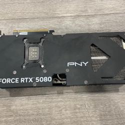 AS-IS PNY - NVIDIA GeForce RTX 5080 Overclocked 16GB GDDR7 PCI Express 5.0 Graphics Card with Triple Fan - B
