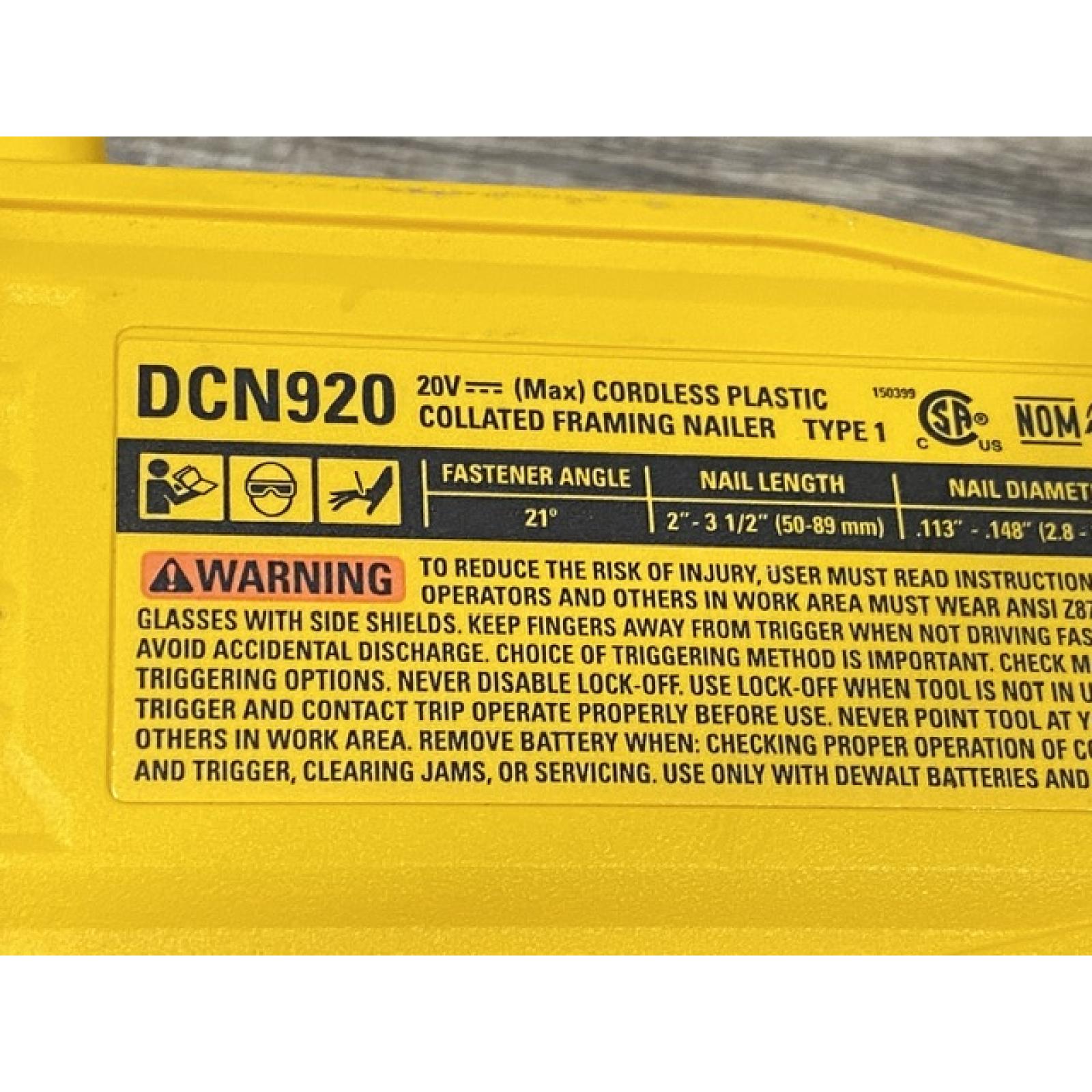 AS-IS DEWALT 20-Volt 21° Cordless Framing Nailer (Tool-Only)