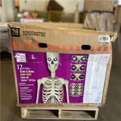 DALLAS LOCATION - Home Accents Holiday 12 ft. Grave & Bones Giant-Sized Skelly with LifeEyes™ LCD Eyes