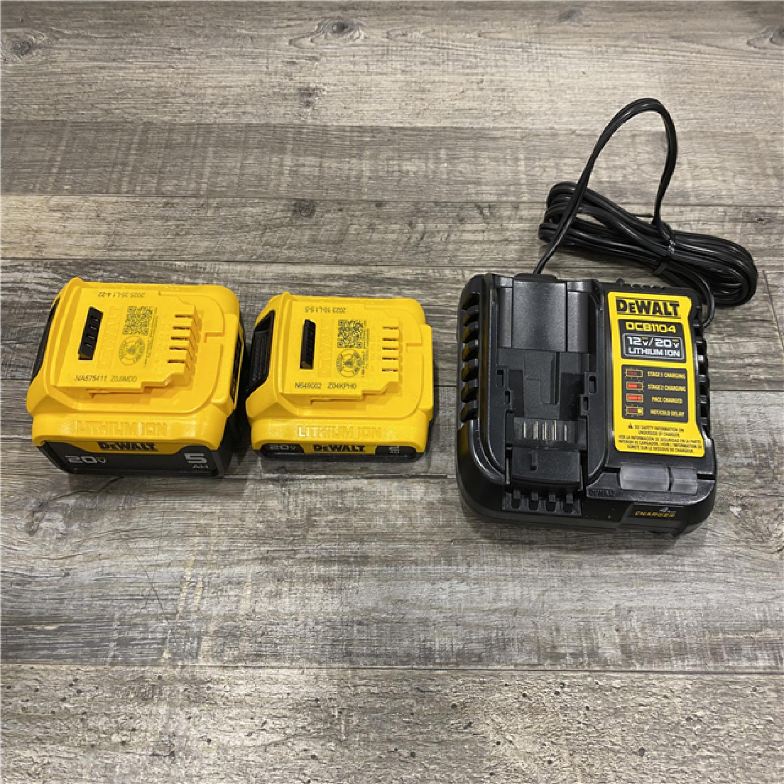AS-IS DEWALT 20V MAX Lithium-Ion Battery Kit with 5.0Ah and 2.0Ah Battery and Charger