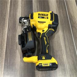 AS-IS DEWALT 20V MAX Lithium-Ion 15-Degree Electric Cordless Roofing Nailer Kit