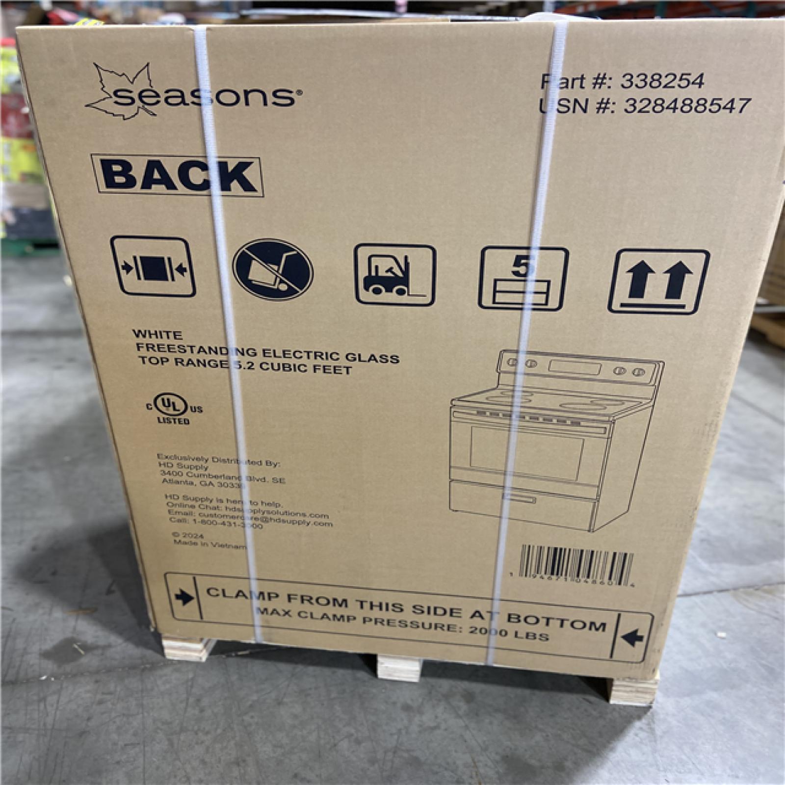 DALLAS LOCATION- Seasons® 5.2 Cu. Ft. Freestanding Electric Range, Glass Top, White