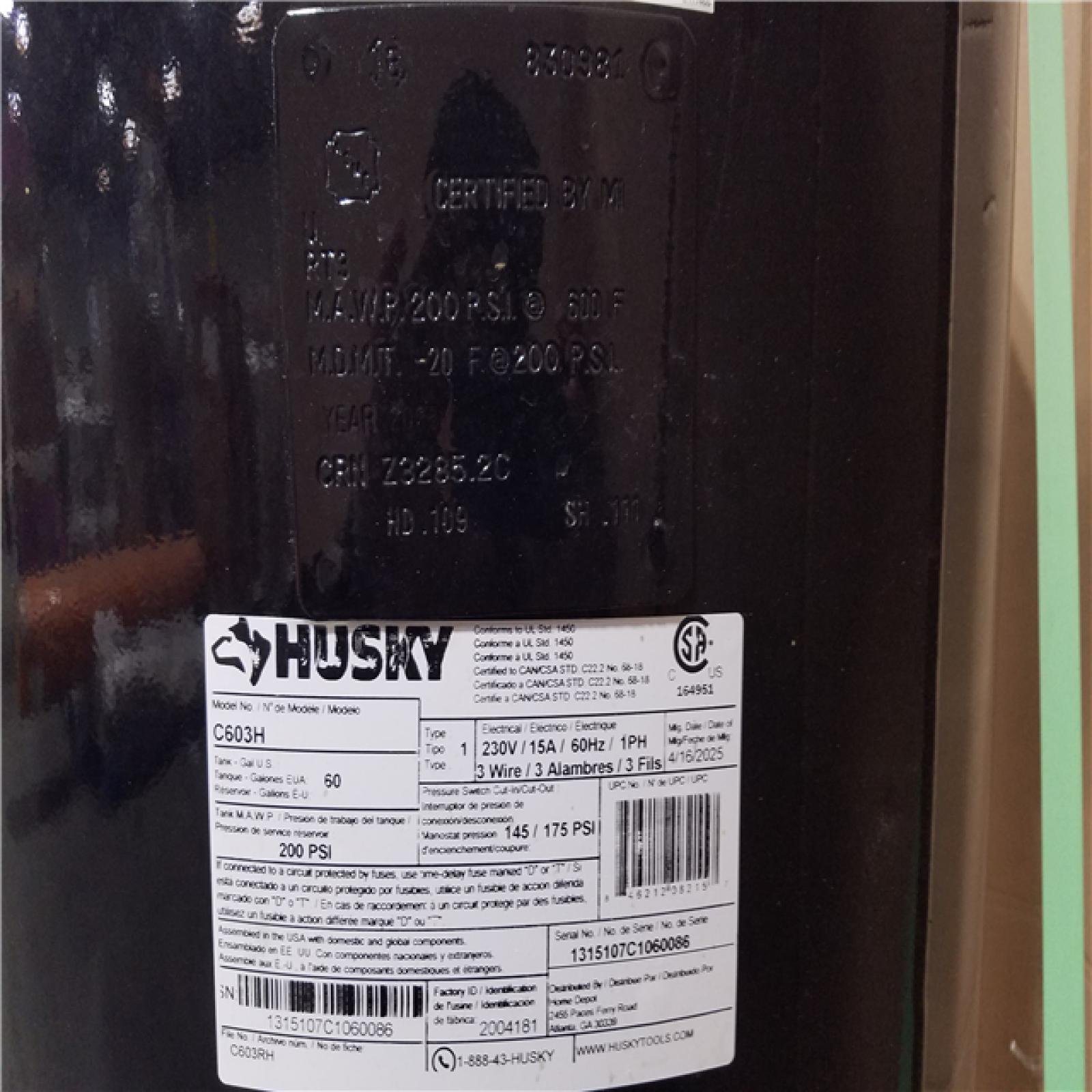 CALIFORNIA AS-IS HUSKY 175 PSI AIR COMPRESSOR