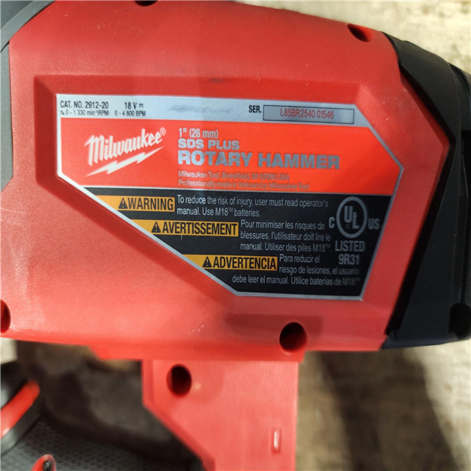 HOUSTON LOCATION - AS-IS Milwaukee  FUEL 18V Lithium-Ion Brushless Cordless 1 in. SDS-Plus Rotary Hammer (Tool-Only)