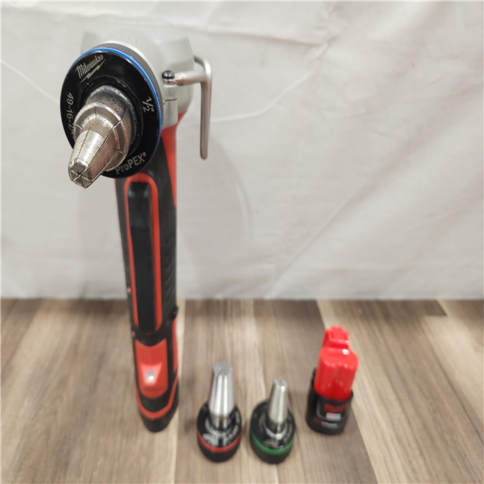 AS-IS- Milwaukee M12 12V Lithium-Ion Cordless PEX Expansion Tool Kit with (2) 1.5 Ah Batteries  (3) Expansion Heads and Hard Case