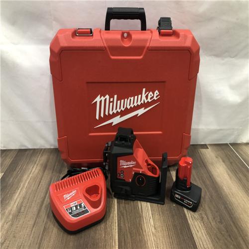 AS-IS Milwaukee 12-Volt Lithium-Ion Cordless Green 250 ft. 3-Plane Laser Level Kit