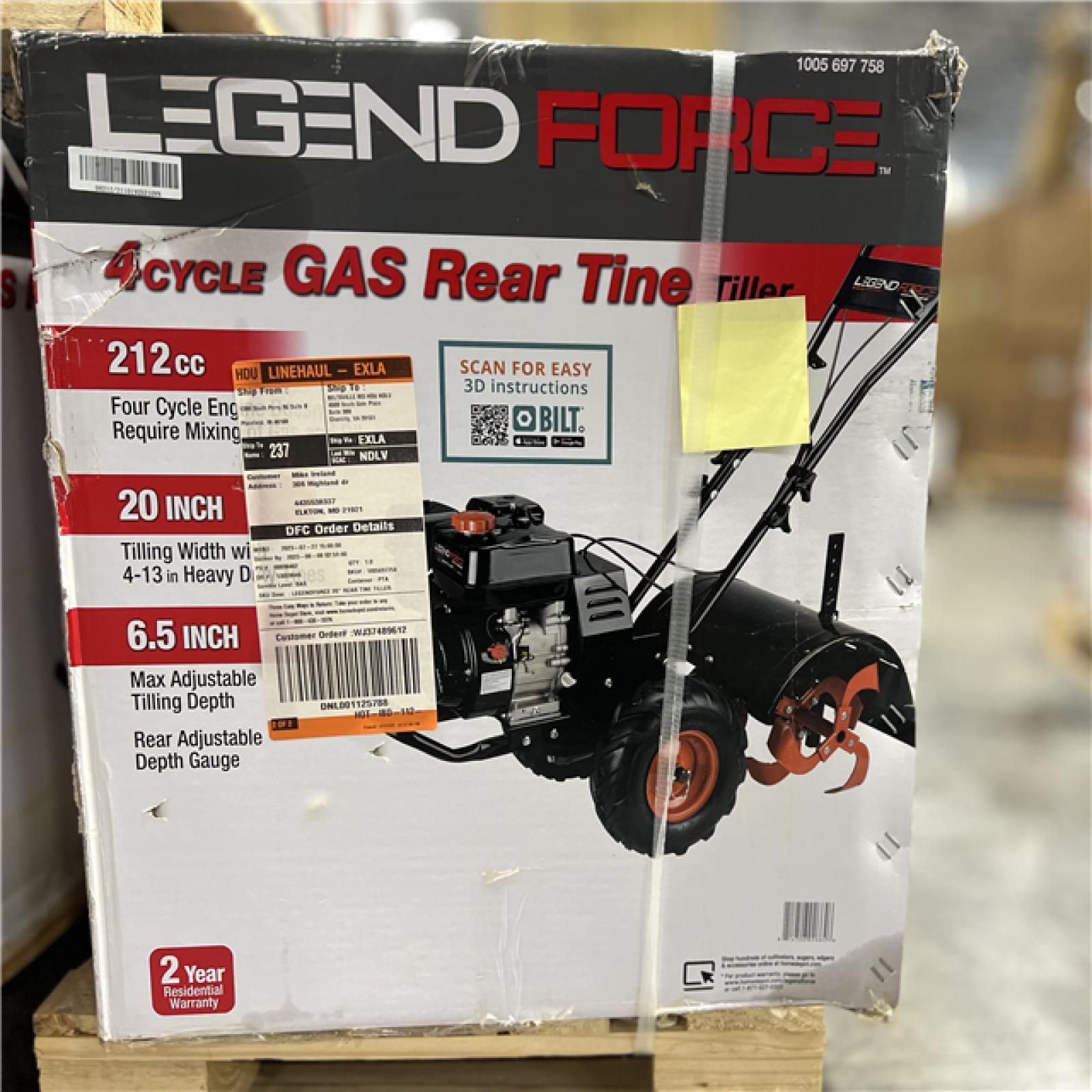 DALLAS LOCATION Legend Force 20 in. 212 cc Gas Rear Tine Tiller