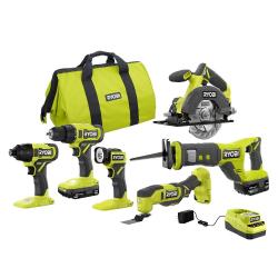 NEW - RYOBI ONE+ 18V Cordless 6-Tool Combo Kit