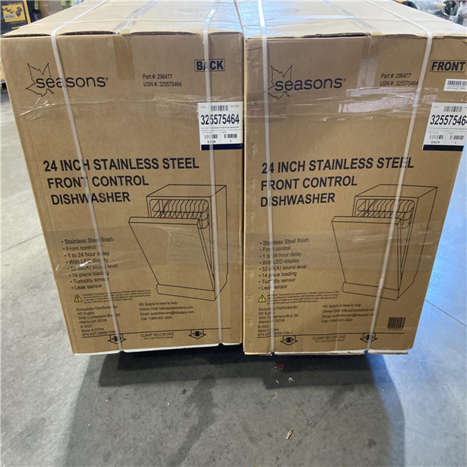 DALLAS LOCATION- Seasons® 24 In. 52 Dba Front-Control Dishwasher With 2 Racks, Energy Star PALLET-(4 UNITS)