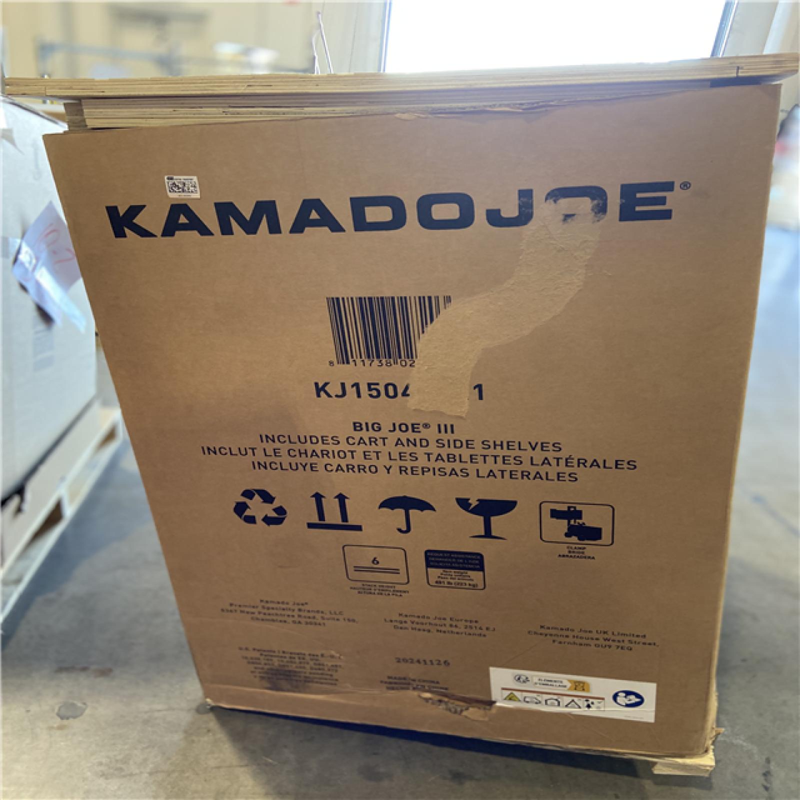 DALLAS LOCATION - Kamado Joe Big Joe III 24 in. Charcoal Grill in Red with Cart  Side Shelves  Grate Gripper  and Ash Tool