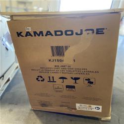 DALLAS LOCATION - Kamado Joe Big Joe III 24 in. Charcoal Grill in Red with Cart  Side Shelves  Grate Gripper  and Ash Tool