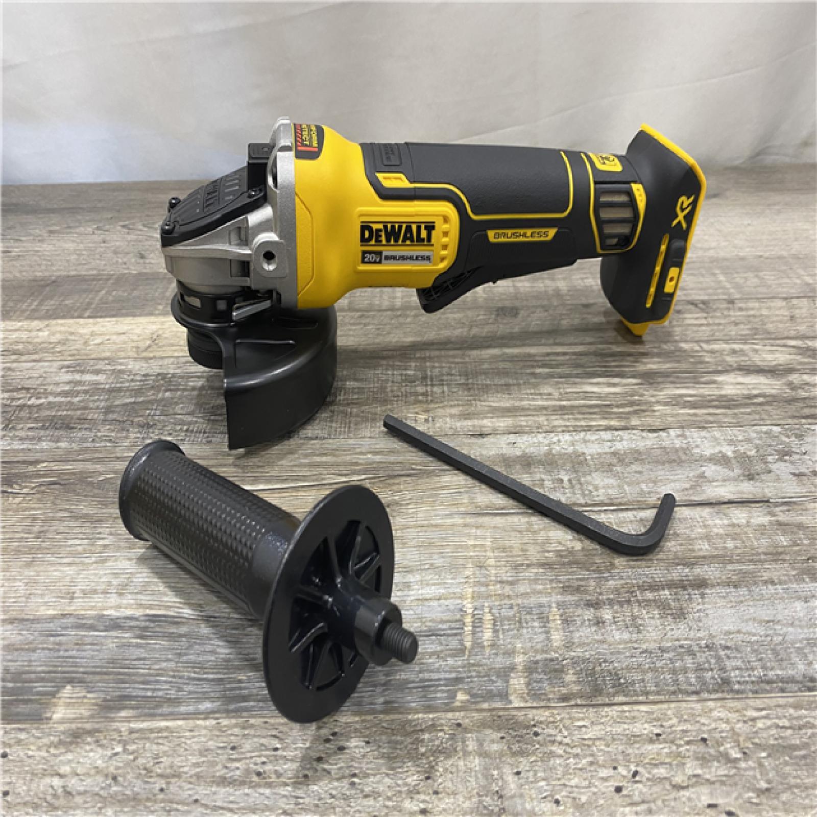 AS-IS DEWALT 20V MAX XR Cordless Brushless 4.5 in. Paddle Switch Small Angle Grinder with Kickback Brake (Tool Only)