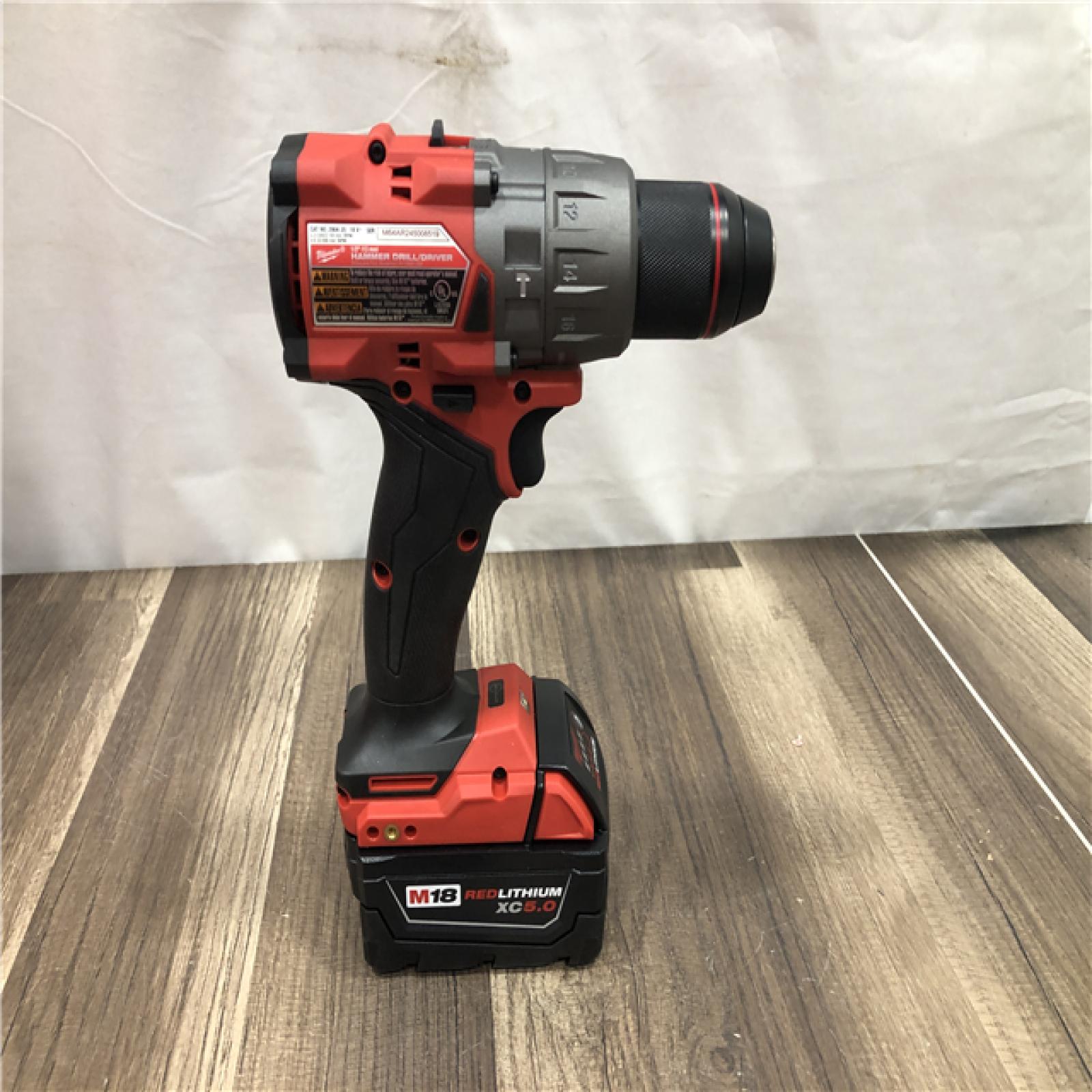 AS-IS Milwaukee  FUEL 18V Lithium-Ion Brushless Cordless 1/2 in. Hammer Drill Driver Kit