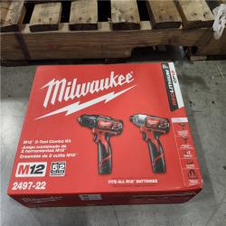 NEW! -  Milwaukee M12 12V Lithium-Ion Cordless Hammer Drill/Impact Driver Combo Kit (2-Tool) with (2) 1.5Ah Batteries  Charger & Bag