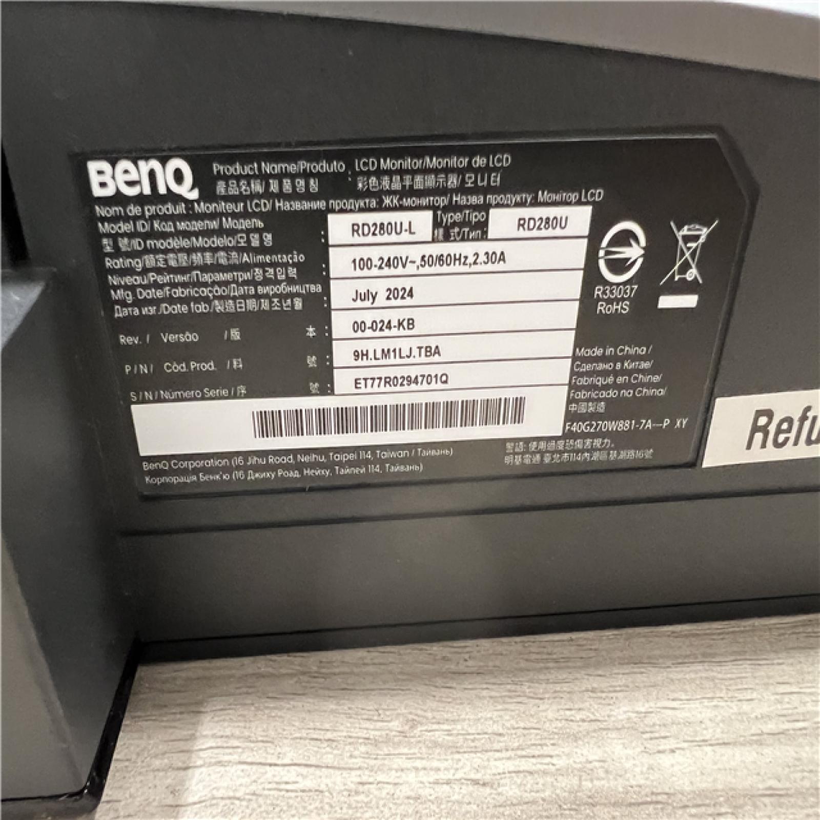 AS-IS BenQ - RD280U 28.2” IPS LED 3:2 4K+ Advanced Coding Mode Programming Monitor