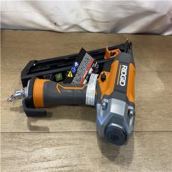 AS-IS Ridgid 15-Gauge 2-1/2 in. Angled Finish Nailer with CLEAN DRIVE Technology  Tool Bag and Sample Nails