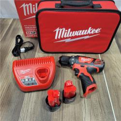 GOOD  MILWAUKEE M12 12V Lithium-Ion Cordless 3/8 in. Drill/Driver Kit with Two 1.5 Ah Batteries, Charger and Tool Bag