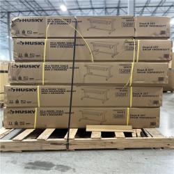 DALLAS LOCATION -Husky 46 in. W x 24 in. D 2-Drawer Adjustable Height White Worktable with Solid Wood Top PALLET-(5 UNITS)