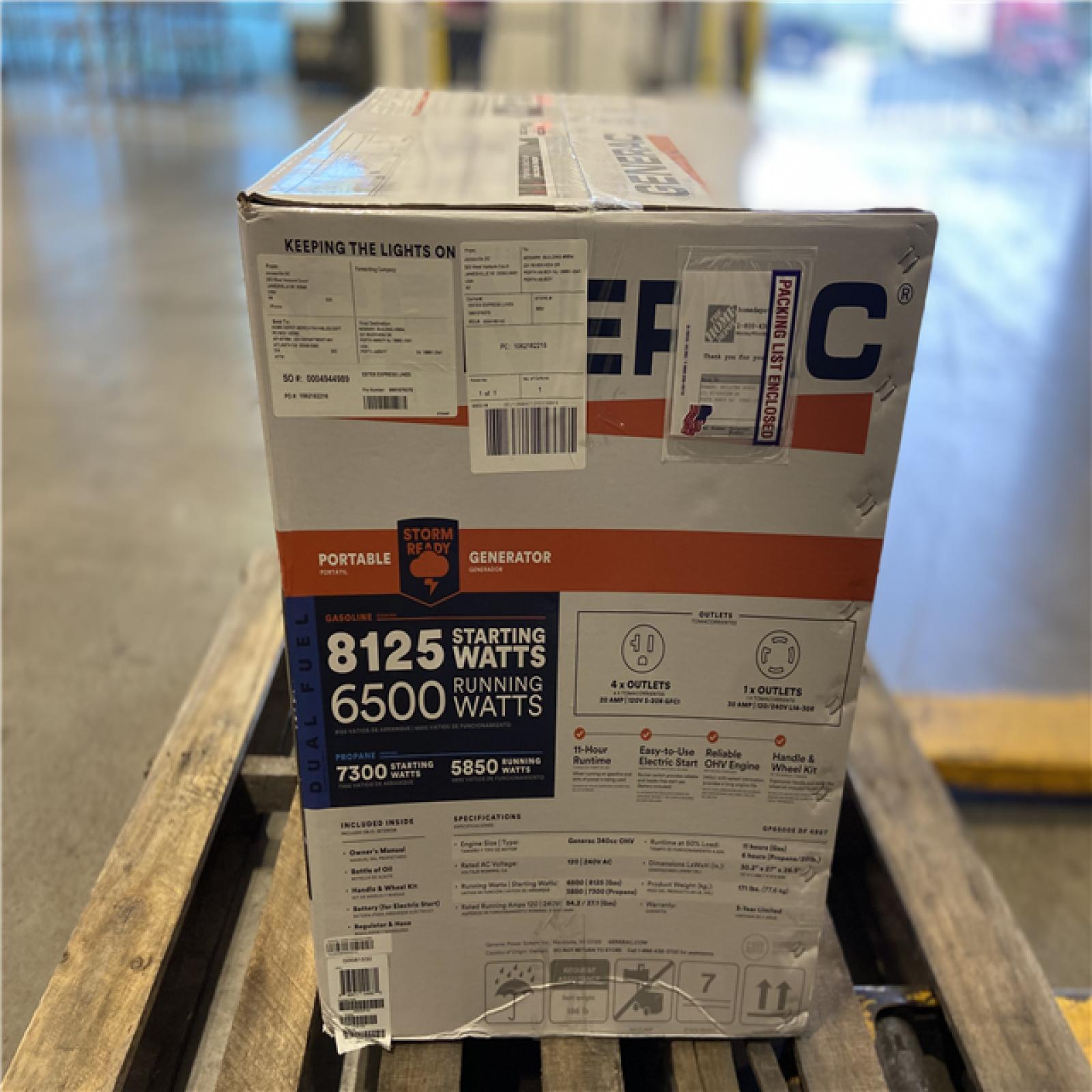 DALLAS LOCATION - Generac 8125/6500 Watt - Electric Start - Dual Fuel Gasoline/Propane -COSense - Portable Generator