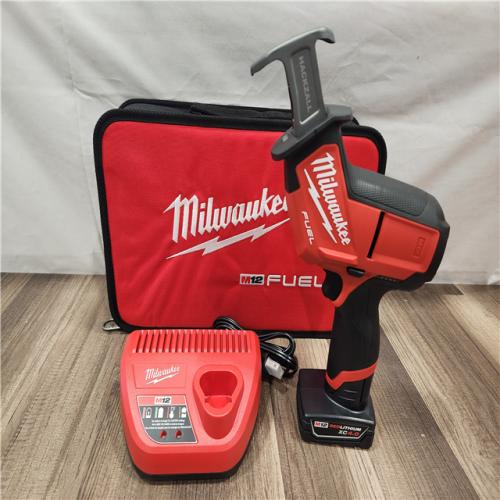 AS-IS- Milwaukee M12 FUEL 12-Volt Lithium-Ion Brushless Cordless HACKZALL Reciprocating Saw Kit W/ Free M12 4.0Ah Compact Battery