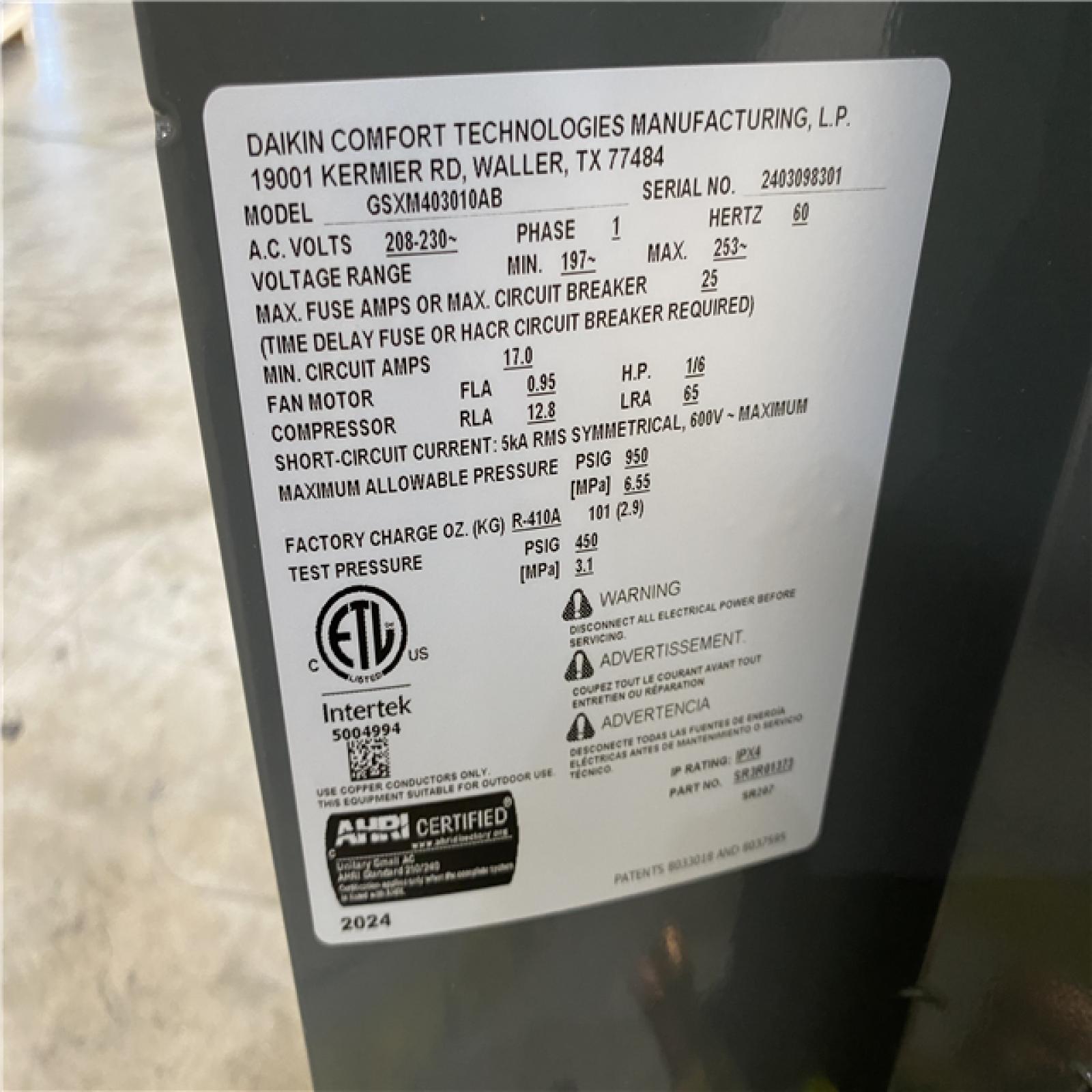 Houston Location AS IS - Goodman Condenser