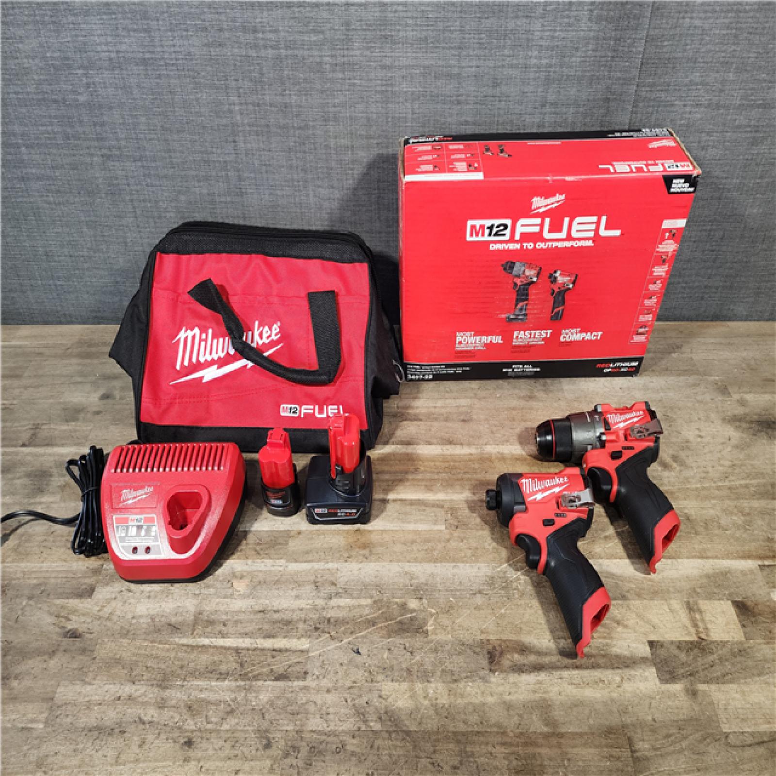 HOUSTON LOCATION - AS-IS Milwaukee 3497-22 12V Brushless Hammer Drill and Impact Driver Combo Kit
