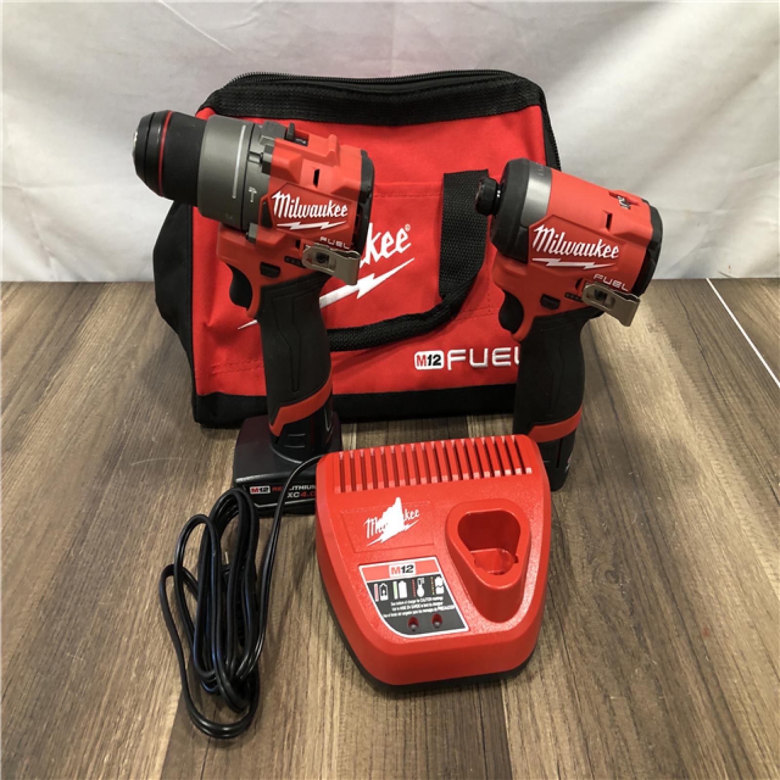 AS-IS Milwaukee FUEL 12-Volt Lithium-Ion Brushless Cordless Hammer Drill and Impact Driver Combo Kit