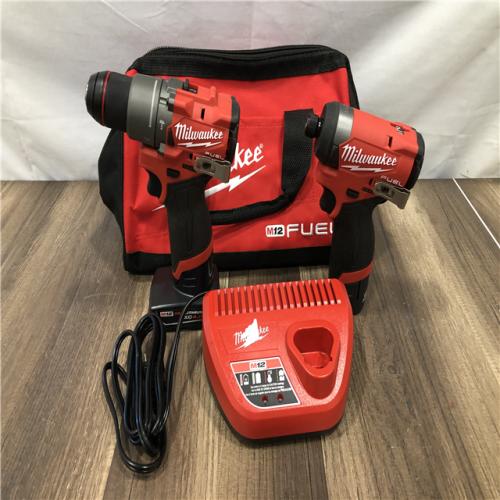 AS-IS Milwaukee FUEL 12-Volt Lithium-Ion Brushless Cordless Hammer Drill and Impact Driver Combo Kit
