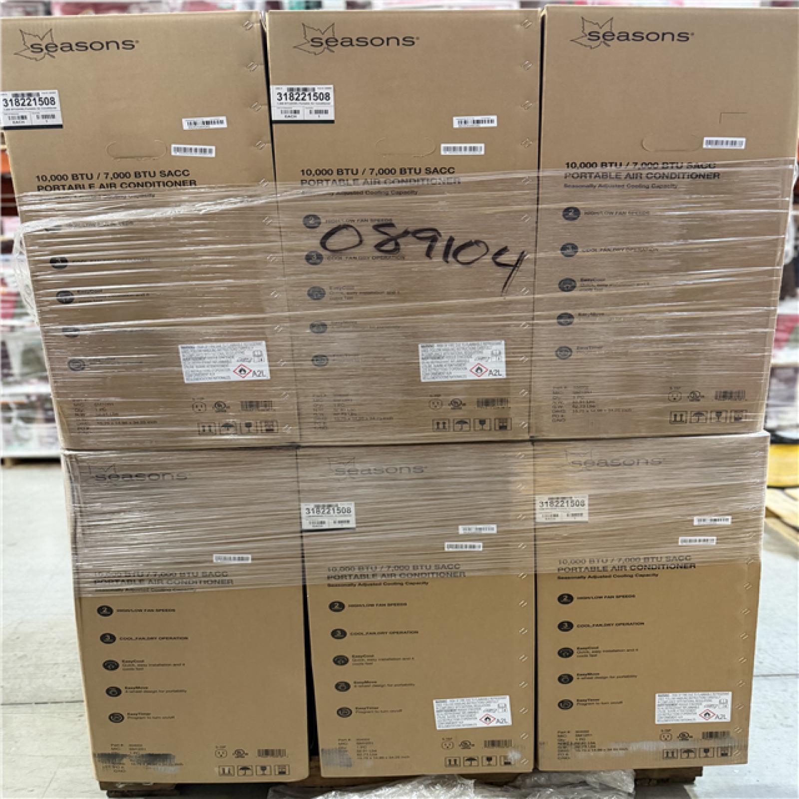 DALLAS LOCATION- NEW! SEASONS 10000 BTU PORTABLE AC PALLET- (18 UNITS)